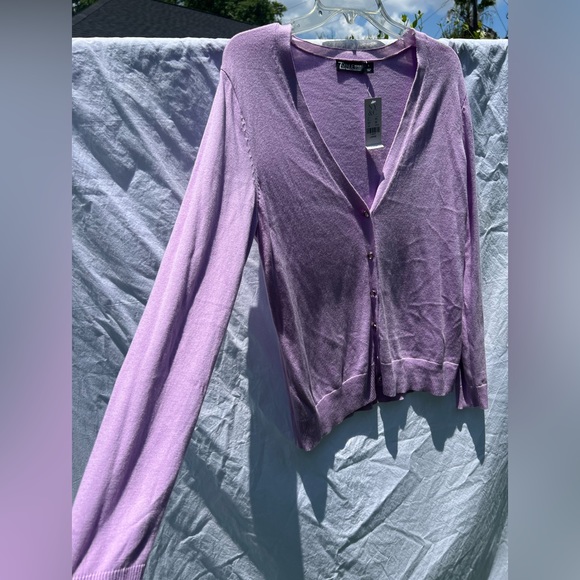 Lavender button up cardigan from New York & co. Size Large - Picture 4 of 6